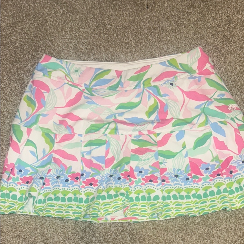 Lilly Pulitzer Pink and Green Bubble Mini Skirt Resort Wear